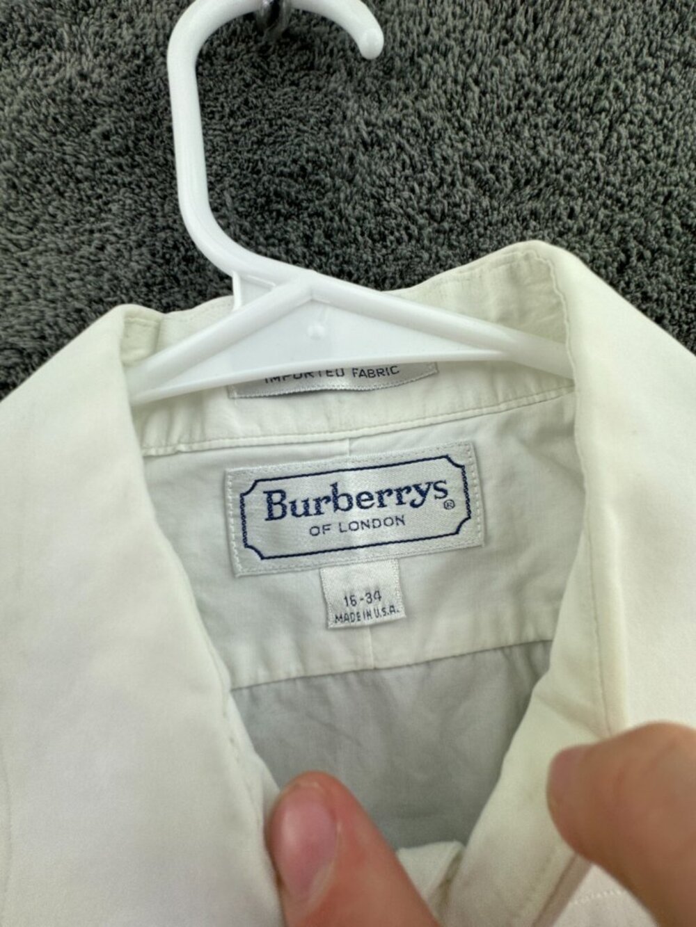 Burberry London Long Sleeve White Button Up Shirt 16 34 USA Made Cotton Adult - Picture 8 of 14
